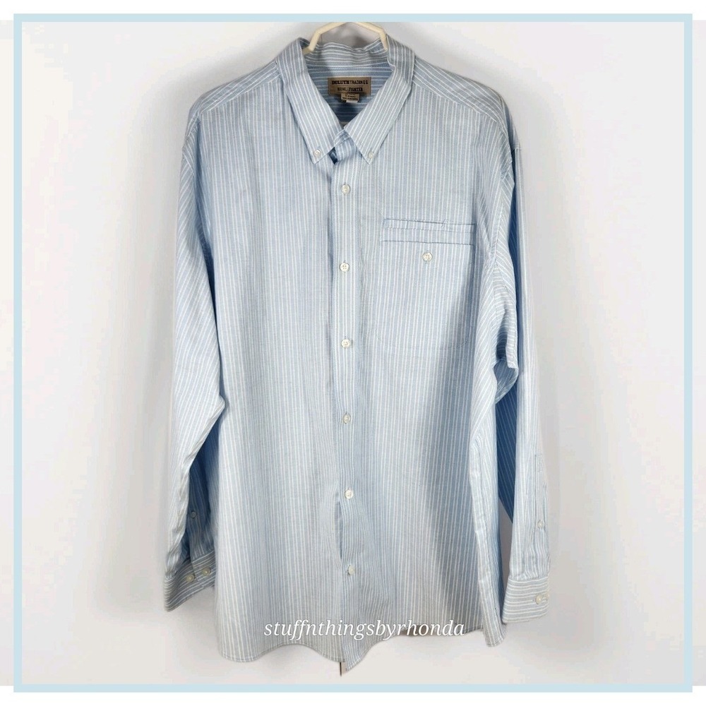 Duluth Trading Company‎ Men's Wrinklefighter Classic Blue/White Oxford Shirt
